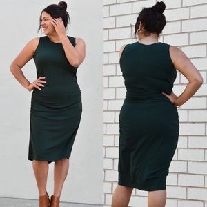 Elegantees dark green Gracie ribbed tank dress